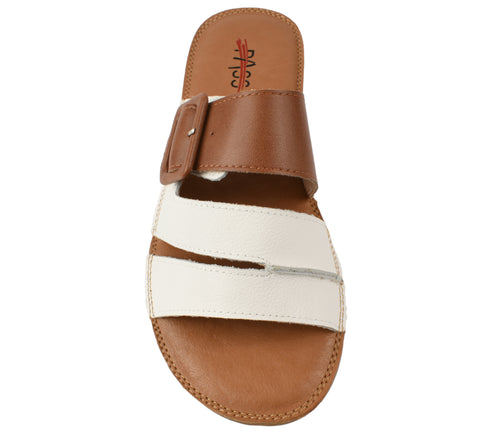 Papuci casual, dama, PASS COLLECTION, XA60016B alb, piele naturala